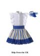 (UK ONLY)Girls White Shirt + Blue Lace Skirt 2-Piece Summer Clothes Set