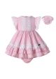 (ONLY 6-9M)Cute Baby Girls Pink Dress + Handmade Headband