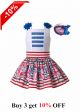 Flower Red striped Girl Summer 2 Pieces + Handmade Headband