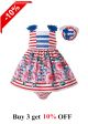 Red White Striped Baby Summer Dress + Handmade Headband