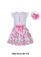 (UK ONLY)Sleeveless Top Rose Patterns Skirt + Handmade Headband