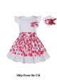 (UK ONLY)Little Girls White Shirt Ruffle Printed Skirt + Handmade Headband