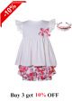 White Ruffle Top Printed Shorts + Handmade Headband