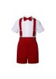 Boys Red &White Short Set with Bow Tie