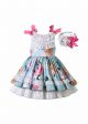 Light Blue Lace Floral Dress + Handmade Headband