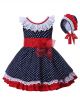 Navy Blue Dots Girls Dresses