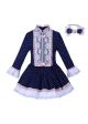 (ONLY 10Y Left) Navy Dots Girls Dresses 