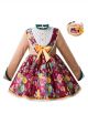 Flower Girls Printed Dresses With Headband