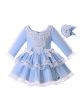 Light Blue Girl Party Dress With Headwear