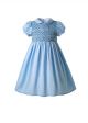 Blue Boutique Girls Doll Collar Handmade Embroidered Smocked Dresses