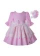 (ONLY 3Y 5Y) White Lace Pink Lovely Girlss Dress + Handmade Headband