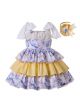 Girls Flowers England Style Layered Party Dress + Hand Headband