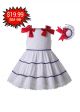 New White Navy Lace Girls Dress With Red Dot Bows + Handmade Headband                                                                                                                       