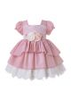 Pink Flower Yanrn Dyed  Square Collar Preppy Style Dress
