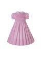 Girls Pink Rose Hand Embroidery Doll collar Smocked Dresses