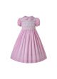 Doll Collar Hand Embroidery Light Pink Smocked Dress