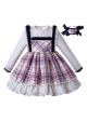 Autumn Popular Color Plaid Dress With Faux Fur + Handmade Headband