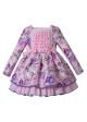 Girls Square Collar Lace Flower Printed Dress