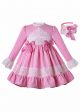 Boutique Pink Lace Bows Ruffled Girls Dress + Hand Headband