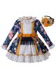 Girls Floral Rose Party Double Bows Dress + Hand Headband