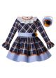 (PRE-ORDER)Thanksgiving Autumn Handmade Pom Pom Flare Sleeve Dress + Hand Headband