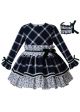 (PRE-ORDER)Autumn & Winter Girls  Grid Layered Floral Dress with  Lace