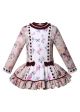 Classic Girls Red Velvet Bow Print Dress + Headwear