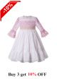 Purple & White Girls Princess Yarn Dyed Pleated Vintage Dress