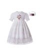 White Lace Embroidered Flower Bow Princess Dress + Hand Headband