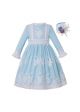 Girls Sky Blue Ribbons Embroidery Boutique Party Princess Dress + Hand Headband