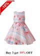 Summer Flowers Pattern Stripes Sleeveless Girls Pink Dress