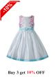 Summer Mint color Floral Pattern Sleeveless Vertical Stripes Girls Dress