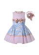 Summer Girls Pink Ribbons Bows Print Sweet Princess Dress + Hand Headband