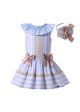 Girls Double-layered Striped Ruffle Boutique Dress With Bows + Hand Headband
