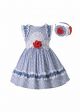 Girls Summer Plain Dyed Dot Boutique Dress With Red Flower + Hand Headband