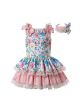 Sweet Summer Princess Lace Flower-printed Bows Girls Dress + Hand Headband