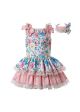 Sweet Summer Princess Lace Flower-printed Bows Princess Dress + Hand Headband