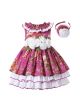 Girls Burgundy Boutique Ruffle White Rose Princess Dress + Hand Headband