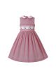 Double-layered Collar Girls Embroidered Red Striped Dress