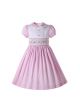 Girls Sweet Short Sleeve Pink Smocked Dress