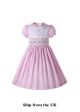 (UK ONLY)Girls Sweet Short Sleeve Pink Smocked Dress