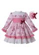 Boutique Princess Pink Girls Floral-Print Ribbons Bow Ruched Autumn  Dress + Handmade Headband