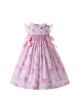 Pink Floral Ruffle Collar Smocked Dress