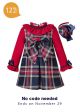 (USA ONLY)Autumn Red Girls Double-layered Plaid Dress With Bow