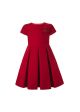 Vintage Girl O-Neck Flower Red Short-Sleeve Dress