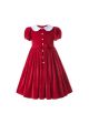 (USA ONLY)Sweet Red Girls Turn-down Collar Short-Sleeve Dress