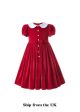 (UK Only) Sweet Red Girls Turn-down Collar Short-Sleeve Dress