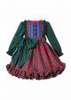 Winter Girls  Ruffle Plaid  Dress with Green Bows