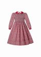 (Only 2Y) Red Floral Long sleeve Crew Neck with Bow Girl Dress