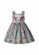 Summer Green Sleeveless Square Collar Girls Sweet Dress with Bows
